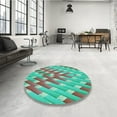 thumbnail image 4 of Ahgly Company Machine Washable Indoor Round Transitional Army Brown Area Rugs, 3' Round, 4 of 7