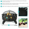 thumbnail image 4 of Sunnydaze 34" Round Wood-Burning Fire Pit Black Finish Steel Fire Pit with Stripe Cutouts, 4 of 9