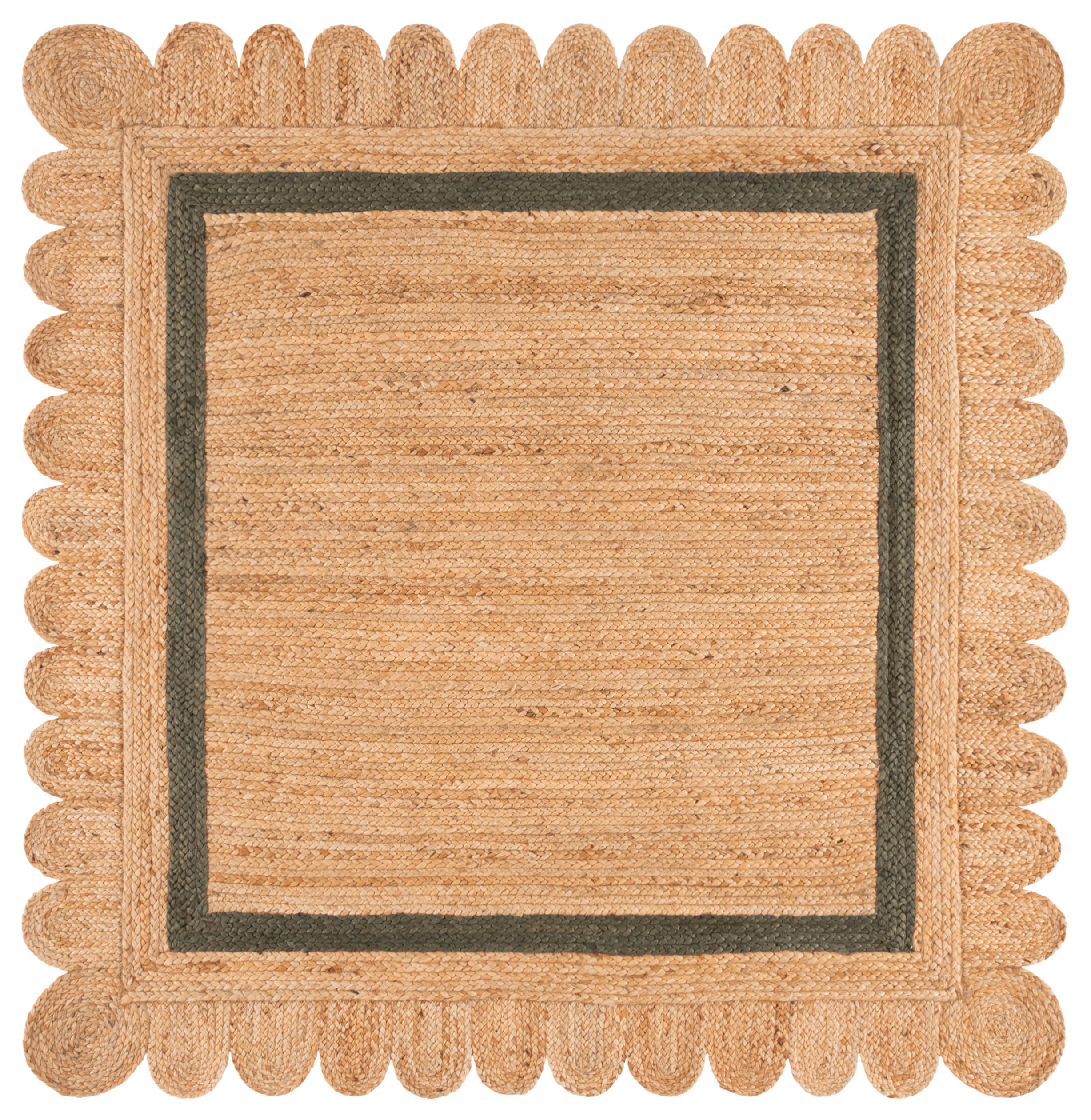 Safavieh Natural Fiber Archibald Bordered Area Rug, Natural/Olive, 6' x 6' Square