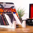 thumbnail image 3 of Vinyl Record Storage Holder Large Capacity Display Stand With Clear Acrylic Ends Modern Solid Wooen Lp Albums Deskop Premium Sturdy Rack, 3 of 5