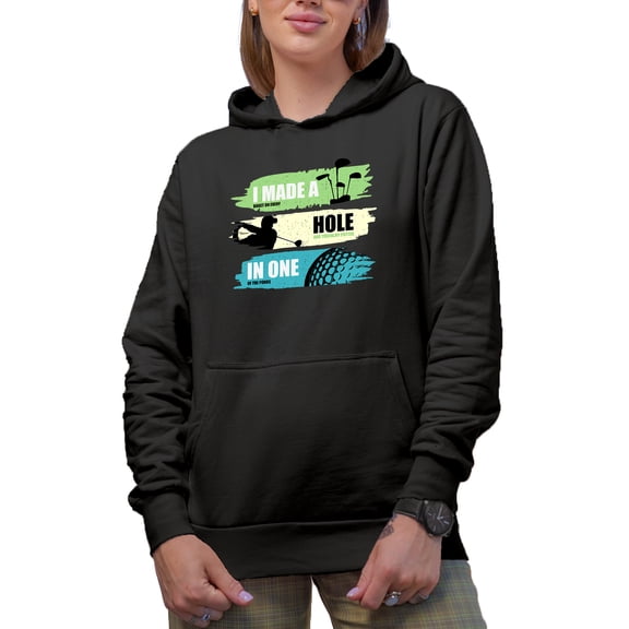 Distressed Can't Work, I'm Feeling Under Par Quote with a Golf Player, Golfing or Golfer Themed Merch Gift, Black Hooded Sweatshirt or Hoodie, Small