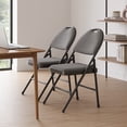thumbnail image 3 of Comfortable Padded Folding Chairs for Home & Events – Metal Frame, Linen Fabric, Stackable & Space-Saving Guest Seating – 6-Pack, Dark Grey, 3 of 8
