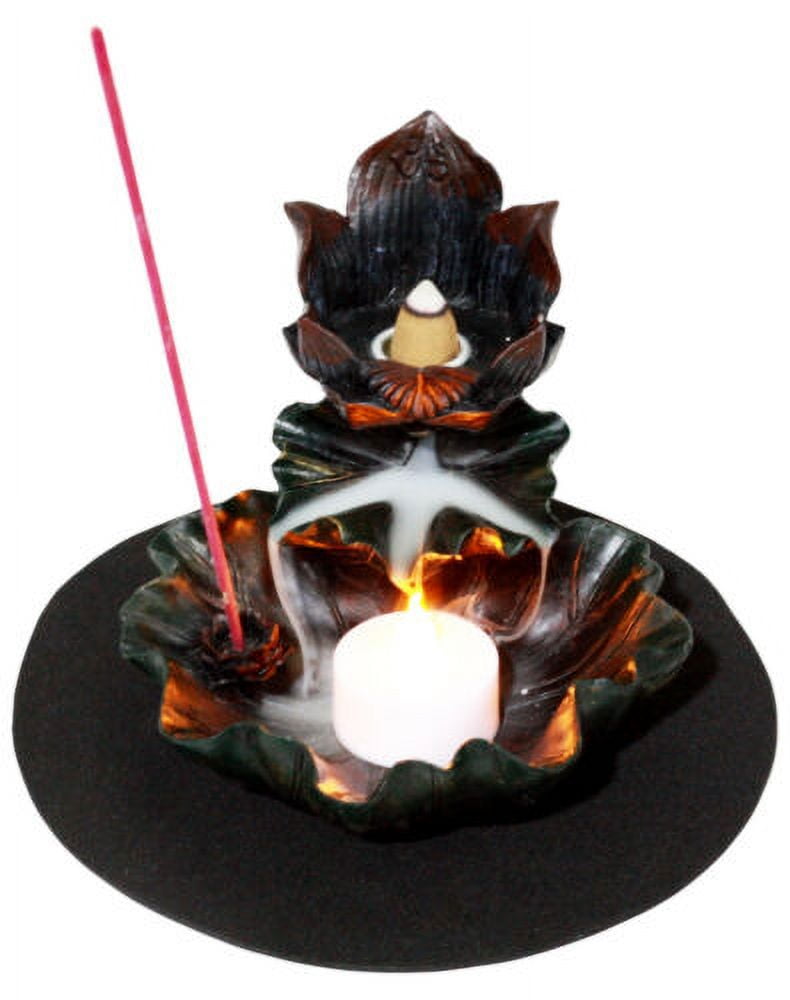 Ebros Zen Lotus Flower Incense Cone & Stick Burner Candle Holder Figurine