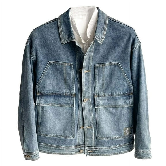 ZCFZJW Mens Denim Shirts Casual Button Down Shirts Long Sleeve Western Shirts Work Shirts Classic Fit Dress Shirts for Men Light Blue XXXXL