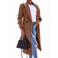 thumbnail image 2 of Women Long Wool Coats for Fall Winter Trench Coat Peacoat Double Breasted Blazer Jackets Overcoat Dark Khaki S, 2 of 8