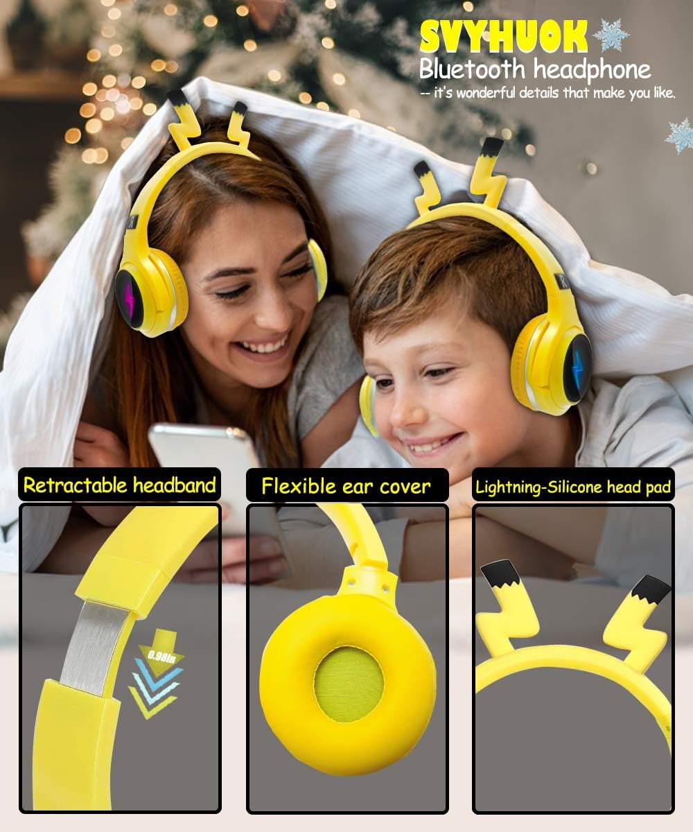 Wireless Headset Cat Ears LED Luminous Bluetooth Foldable Headset with Microphone