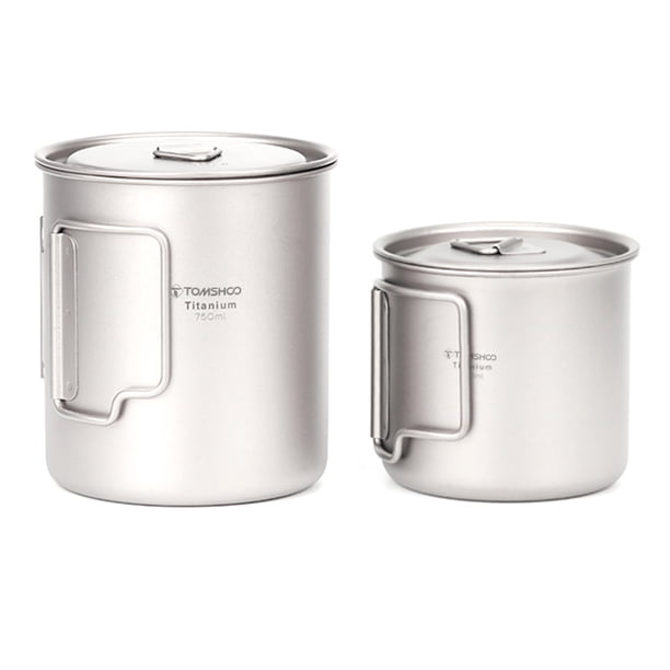 Copa de titanio Taza de titanio ultraligera TOMSHOO, portátil para exteriores, 2 uds, juego de tazas Tomshoo Copa de titanio