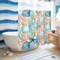 thumbnail image 5 of No Hook Shower Curtain, Coastal Shower Curtains for Bathroom with See Through Top Window, Nautical Summer Beach Coral Starfish Shell Waterproof & Washable Bath Curtain Extra Long 72"x84", 5 of 9