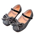 thumbnail image 3 of GiLiling Girls Mary Jane Dress Shoes, Sequin Upper with Rhinestone Bow, Hook-and-Loop Princess Flats for Party Dance Everyday Wear (Black, 5.5 Years), 3 of 6