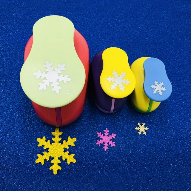 Worldoor 3 Pcs Perforatrice 2 Pouces 1 Pouce 5/8 Pouce Perforatrices en Papier pour Scrapbooking (Flocon de Neige)