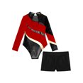thumbnail image 4 of Rswnyirn Girl's Tracksuits Gymnastic Leotard Unitard with Shorts Workout Athletic Dance Clothes Red 6, 4 of 7