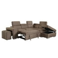 thumbnail image 6 of Kavi Fabric Sleeper Sectional Sofa w/2 Pullout Stools - Brown, 6 of 7