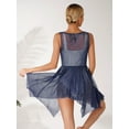 thumbnail image 5 of TiaoBug Women's Worship Praise Tunic Church Robe See-Through Glittery Dance Dress Dancewear Navy Blue L, 5 of 7