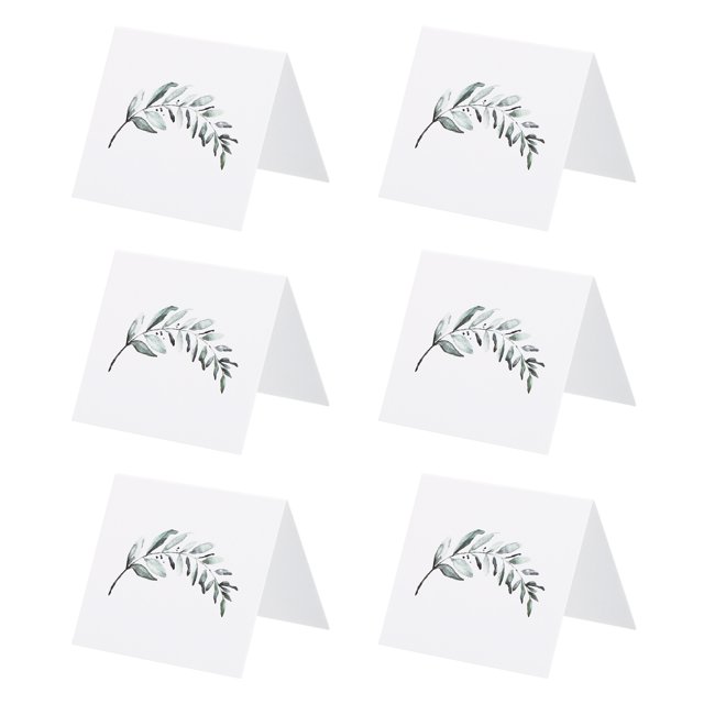 Uxcell Reserved Table Signs, Seating Name Cards Leaves Tables Tent Blank Card for Wedding, White 50 Pack