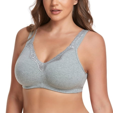 Women Full Coverage Non Padded Wirefree Plus Size Minimizer Cotton Bra 48H