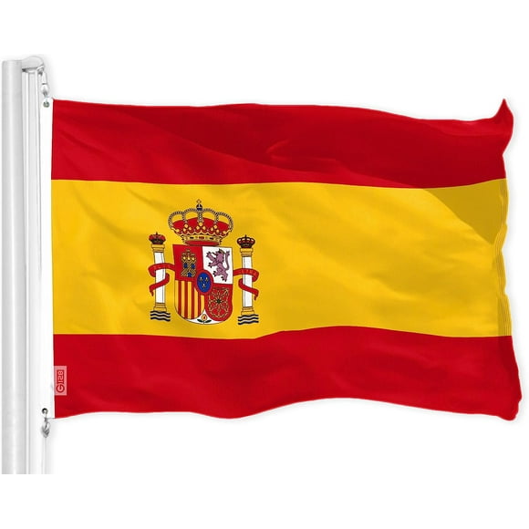 shiyou-Spain Spanish Flag | 3x5 Ft | LiteWeave Pro Series Printed 150D Polyester | Country Flag, Indoor/Outdoor, Vibrant Colors, Brass Grommets, Thicker and More Durable Than 100D 75D Polyester