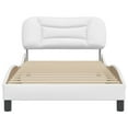 thumbnail image 2 of vidaXL Bed Frame with Headboard White 100x190 cm Faux Leather, 2 of 5