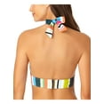 thumbnail image 2 of ANNE COLE Women's Multi Color Colorblocked Stripe Stretch Removable Cups Lined Deep V Neck Tie Halter Swimsuit Top M, 2 of 2