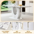 thumbnail image 5 of JUFU 63" White Faux Marble Dining Table with Durable MDF Top, Modern Style for Kitchen Room, 5 of 6