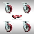 thumbnail image 2 of 6 Inch SS Poly on Aluminum Wheel Swivel Caster Set with Roller Bearings SCC, 2 of 2