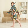 thumbnail image 4 of FORMRS Niños Bathrobe Unisex Hooded Robe Soft Plush Pajamas Sleepwear, Size 7-9T, Red Geometric, 4 of 7