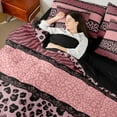 thumbnail image 4 of Homewish Animal Leopard Cheetah Print Twin Bedding Sets 7-Piece,Black Pink Bedding Comforter Set Microfiber,Abstract Zebra Print Breathable Sheet Sets,Luxury Bedroom Decor,Reversible, 4 of 8
