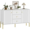 thumbnail image 1 of HOMCOM Buffet de 47 Pouces avec 3 Tiroirs et 2 Portes, Bahut Moderne Blanc, 1 of 10