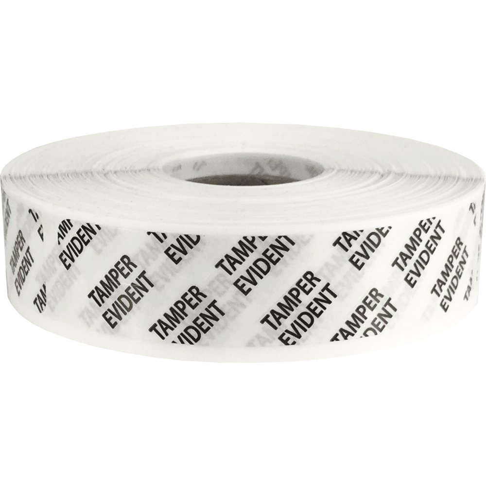 Tamper Evident Labels Clear with Black Ink | .75
