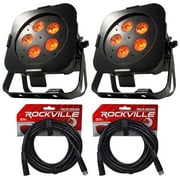2 American DJ WIFLY PAR QA5 RGBA Wireless Rechargeable Wash Lights+2 DMX Cables