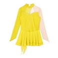 thumbnail image 6 of YONGHS Kids Girls Figure Ice Skating Dress Sequined Mesh Dance Leotard Yellow 10, 6 of 7