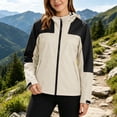 thumbnail image 6 of CHGBMOK Women's Plus Size Rain Jacket Windproof Color Block Long Sleeve Jackets Workout Hiking Zip Up Waterproof Hooded Coat, 6 of 9