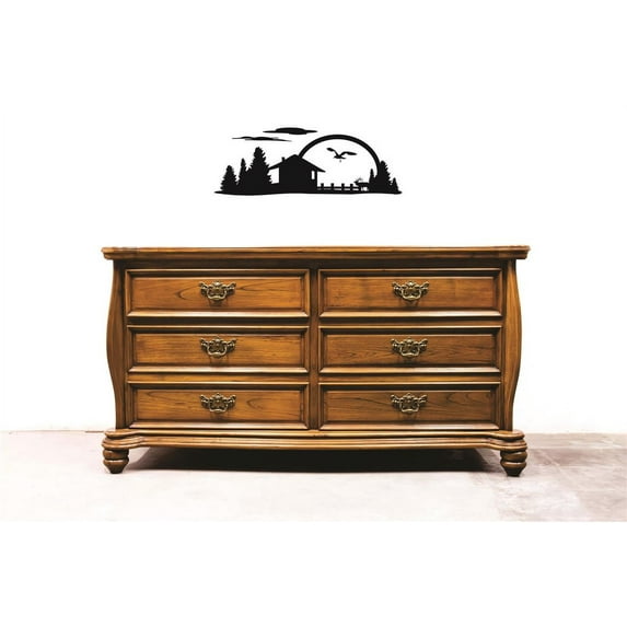 Custom Decals Nature Scenery Wall Art Size: 14 X 28 Inches Color: Black