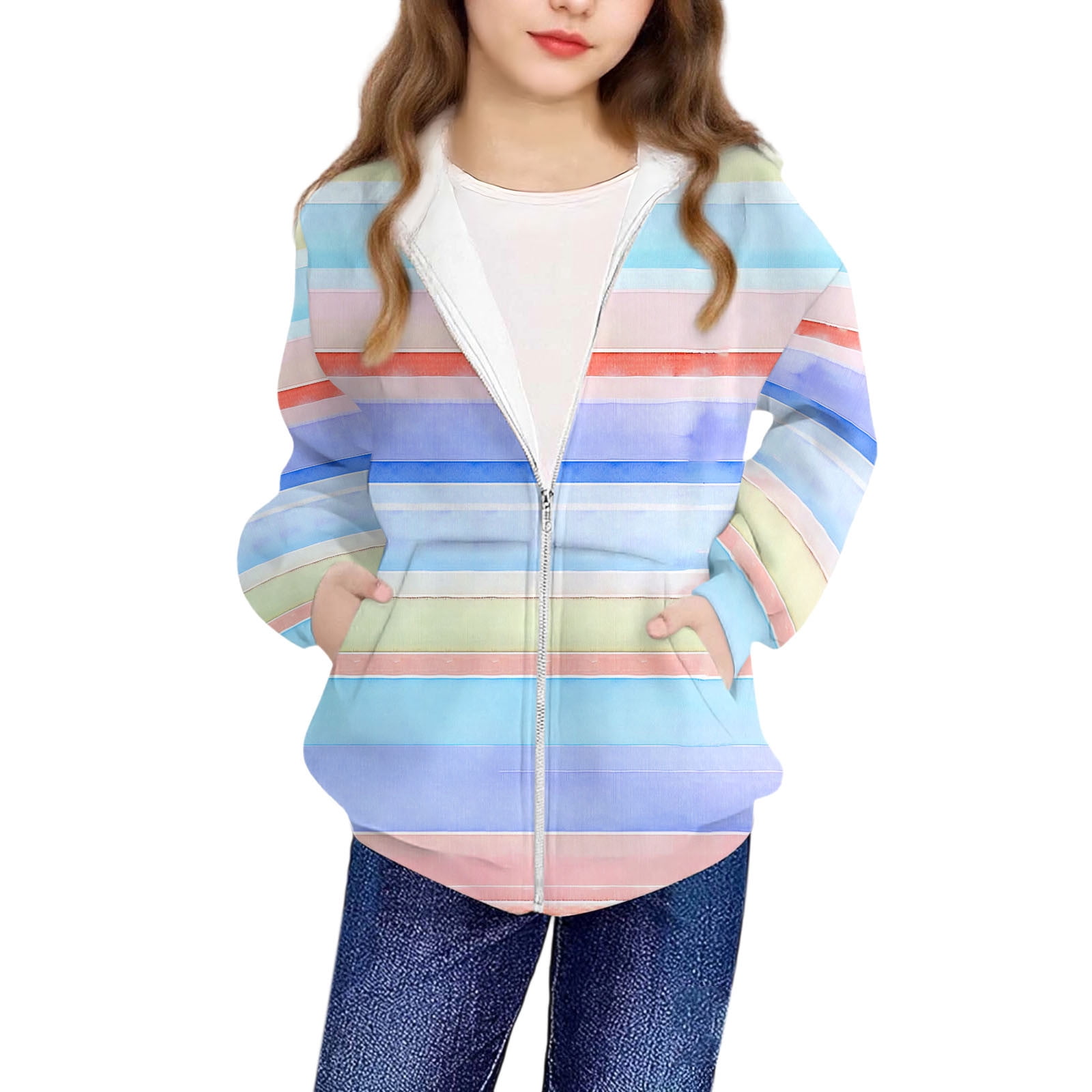 SERTG Boys and Girls Checkered Hooded Jacket Zip Front Long Sleeve