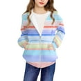 thumbnail image 5 of dazeni Girls Full Zip Up Hoodies Fashion Rainbow Colorful Long Sleeve Hooded Sweatshirts Loose Casual Pockets Jacket Coat for Tween, 5 of 8