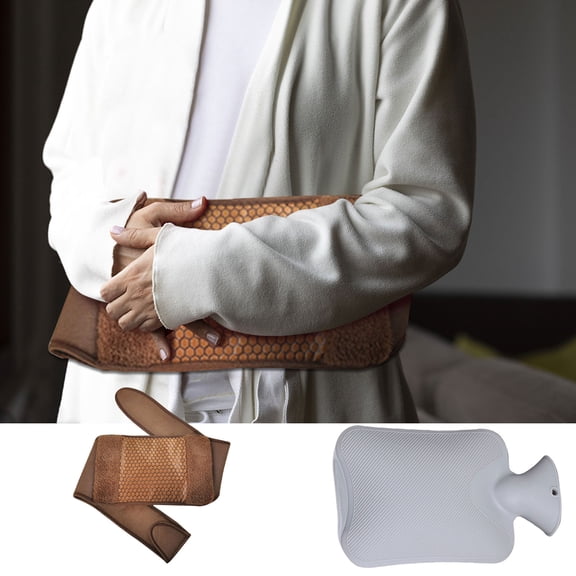 SSZMDLB under $5 Heating Belt, Heated Waist Belt with Pouch, Reusable Hot Water Bottle for Back Pain, Fleece Lined Warming Belt for Cramps, Comfortable Thermal Wrap for Winter