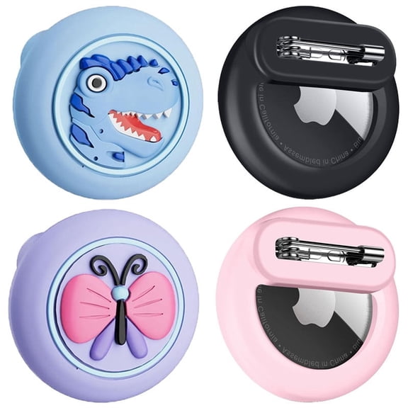 YUNOVA 2 Pack Hidden AirTag Holder with Safety Pin, Cute Cartoon Silicone GPS Tracker Case Compatible with Apple AirTag 1st/2nd Gen for Kids Elderly Pets