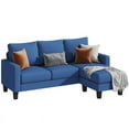 thumbnail image 6 of Homall Solid Print 100% Cotton L Shaped Convertible Sectional Sofa, Blue, 6 of 8