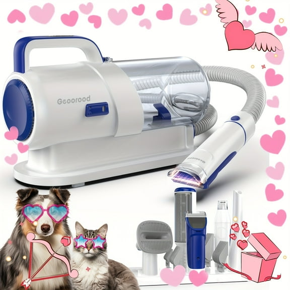 5-in-1 Dog Grooming Vacuum Kit With Electric Clipper And Nail Grinder - Low Noise, Large Capacity Vacuum For Easy Home Pet Includes Nail Trimmer - Blue