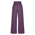 thumbnail image 5 of gbyLJF Women's Linen Palazzo Pants Fall Flowy Wide Leg Beach Pants with Pockets Elastic Waist Yoga Pants for Women Purple 3XL, 5 of 7