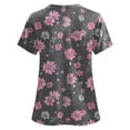 thumbnail image 4 of NIEWTR Floral Print V Neck Scrub Tops for Women Comfortable Medical Work Shirts with Pockets Moisture Wicking(Dark Gray,2XL), 4 of 5