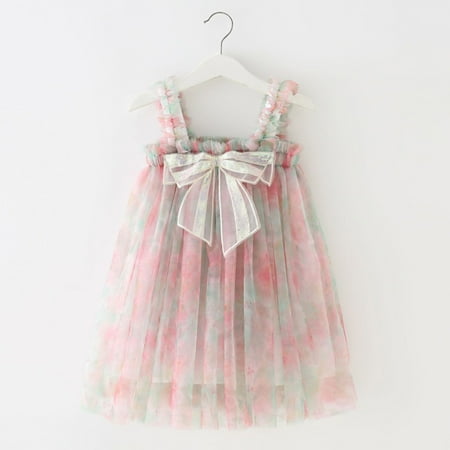 

Huilaibazo Girls Slip Dress Toddler Baby Kids Girls Bowknot Sequin Summer Sleeveless Beach Tutu Dress Casual Layered Tulle Dresses Princess Birthday Party Beach Dresses 1-6Y