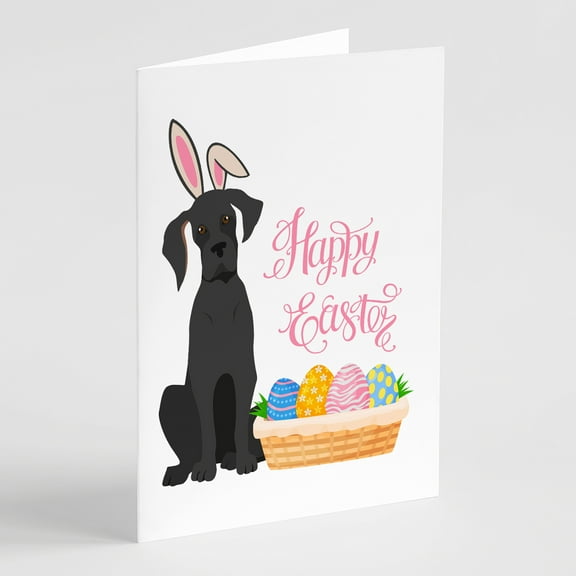 Black Great Dane Easter Greeting Cards and Envelopes Pack of 8 7 in x 5 in