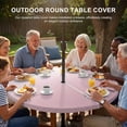 thumbnail image 2 of Round Outdoor Tablecloth with Umbrella Hole and Zipper, Pink White Ombre Fitted Table Cover with Elastic Edge for 36-44 Inch, Pink Gradient Color Modern Abstract Art Waterproof Patio Tablecoths, 2 of 9