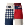 thumbnail image 6 of Iaqnaocc 4th Of July Shorts Men Patriotic American Flag Stars Plaid Mens Shorts Casual Drawstring Loose Fit Lightweight Elastic Waist Beach Shorts for Men With Pockets Royal Blue 2XL, 6 of 6