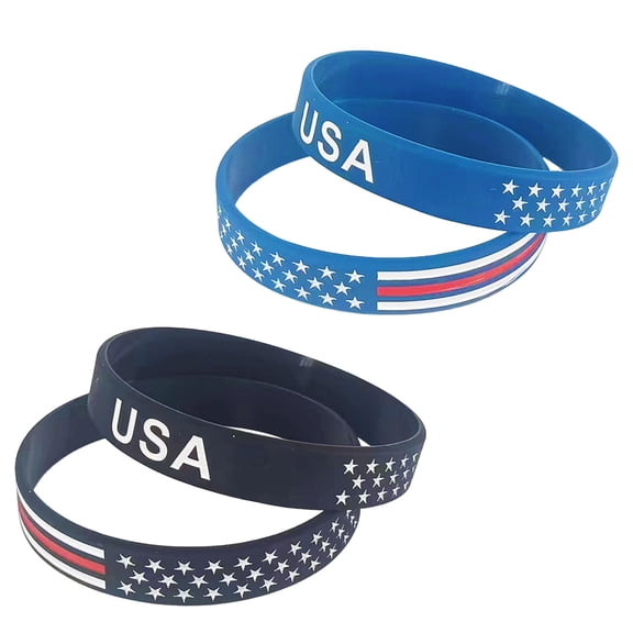 blocloalo Sporting Goods accessories American Flag Silicone Bracelet USA Veterans Day Memorial Day Patriotic Party Wristband Party Favors School Gifts Supplies Fourth 4th Of July Party Accessories