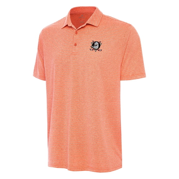 Men's Antigua  Heather Orange Anaheim Ducks Scheme Polo