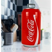 Coca-Cola 8 Can Portable Mini Fridge w/ 12V DC and 110V AC Cords, 5.4L (5.7 qt) Can Shaped Personal Cooler, Red, Travel Fridge for Drinks, Snacks, Lunch, Home, Office, Dorm Room, RV
