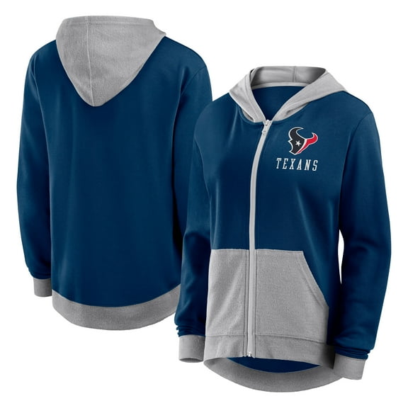 Women's Logo Athletic Navy Houston Texans Hit It French Terry Full-Zip Hoodie