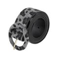 thumbnail image 1 of Cinturones retro impresos de leopardo para mujeres INSPIRE CHIC, ancho de 1.5" de cuero sintético con hebilla redonda para pantalones vaqueros 44.1x1.5" (LxA) negro gris, 1 of 6