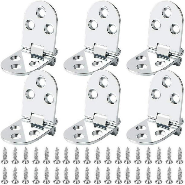 6 bisagras planas plegables para puerta de gabinete, mesa de mesa, bisagra para máquina de coser, bisagra plegable de aleación de Zinc con tornillos plateados Rojo Verde Cocina, Decoración y Otros